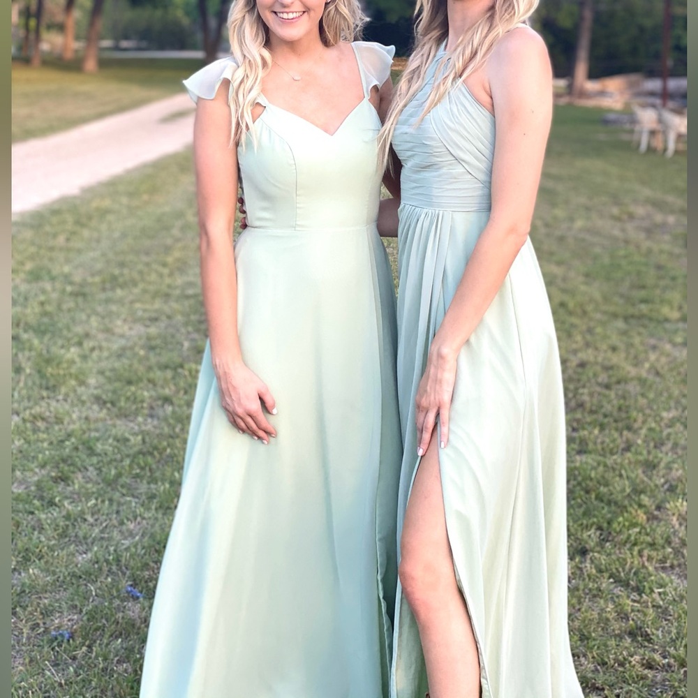 Azazie Light Green Maxi Dress